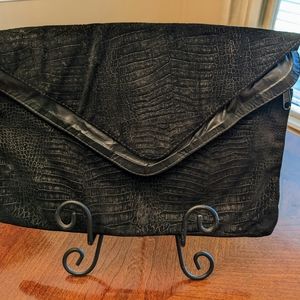 Vintage Black Leather/Suede Clutch Purse